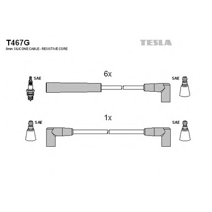 Zdjęcie Zestaw przewodów zapłonowych TESLA T467G