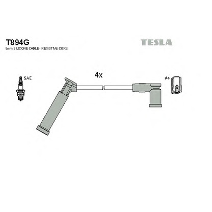 Фото Комплект проводов зажигания TESLA T894G