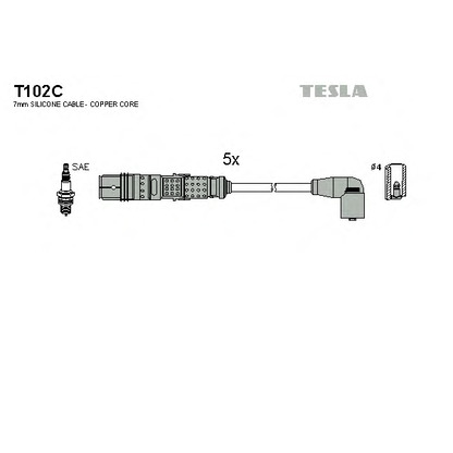 Zdjęcie Zestaw przewodów zapłonowych TESLA T102C