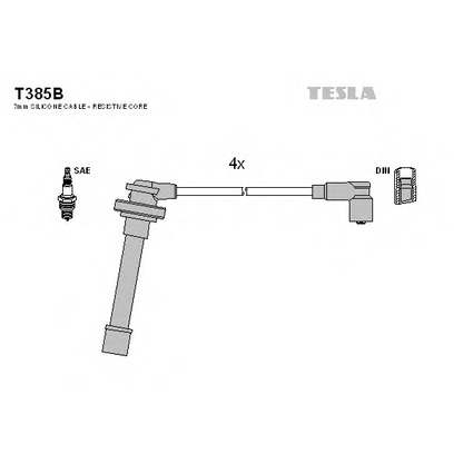 Zdjęcie Zestaw przewodów zapłonowych TESLA T385B