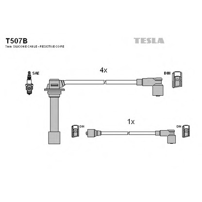 Zdjęcie Zestaw przewodów zapłonowych TESLA T507B