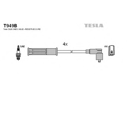 Zdjęcie Zestaw przewodów zapłonowych TESLA T949B