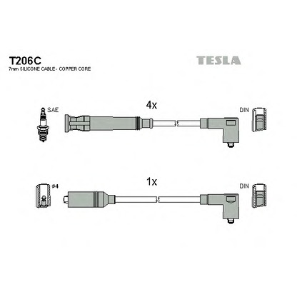 Zdjęcie Zestaw przewodów zapłonowych TESLA T206C