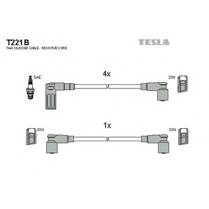 Zdjęcie Zestaw przewodów zapłonowych TESLA T221B