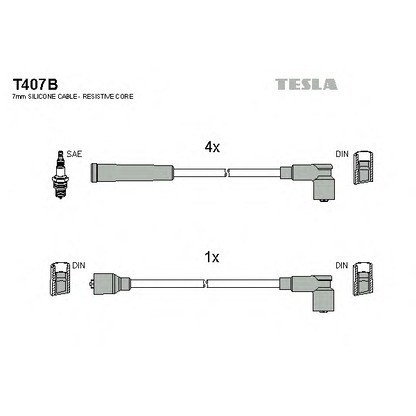 Фото Комплект проводов зажигания TESLA T407B