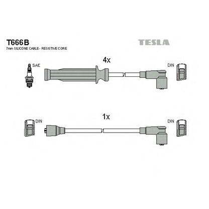 Фото Комплект проводов зажигания TESLA T666B