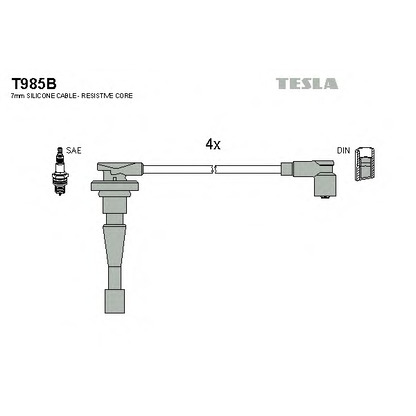 Zdjęcie Zestaw przewodów zapłonowych TESLA T985B