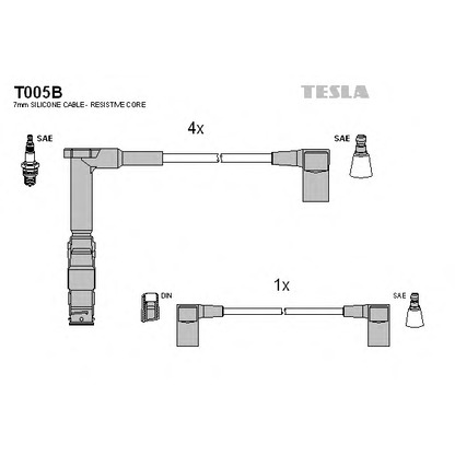 Zdjęcie Zestaw przewodów zapłonowych TESLA T005B