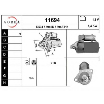 Foto Motor de arranque EAI 11694