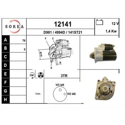 Foto Motor de arranque EAI 12141