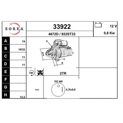 Zdjęcie Rozrusznik EAI 33922