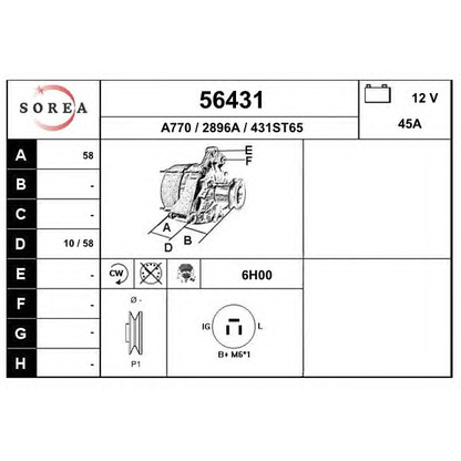 Zdjęcie Alternator EAI 56431