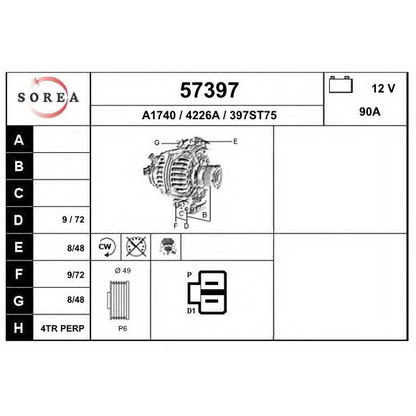 Zdjęcie Alternator EAI 57397