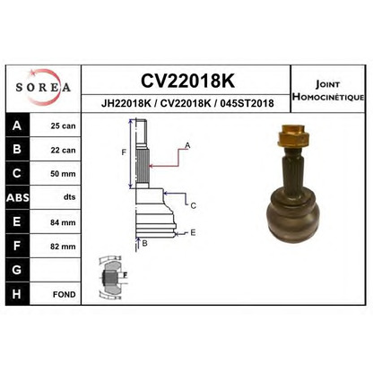 Photo Jeu de joints, arbre de transmission EAI CV22018K