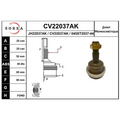 Photo Jeu de joints, arbre de transmission EAI CV22037AK