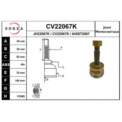 Photo Joint Kit, drive shaft EAI CV22067K