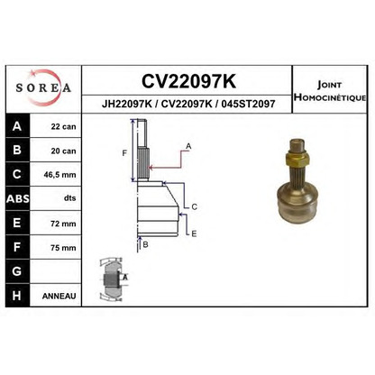 Photo Joint, drive shaft EAI CV22097K