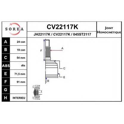 Foto Gelenk, Antriebswelle EAI CV22117K