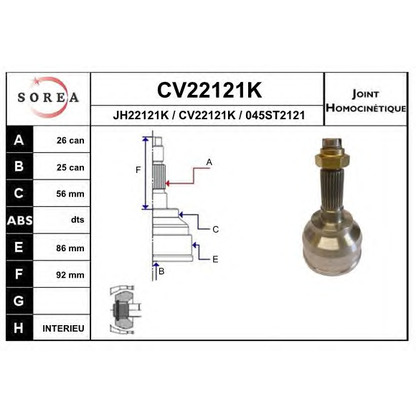 Foto Gelenk, Antriebswelle EAI CV22121K