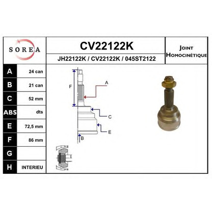 Foto Gelenksatz, Antriebswelle EAI CV22122K