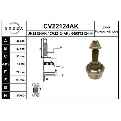 Foto Gelenksatz, Antriebswelle EAI CV22124AK