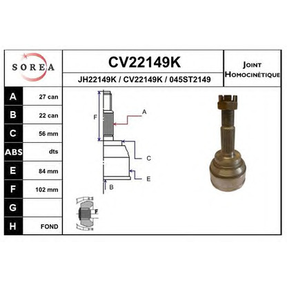 Photo Joint, drive shaft EAI CV22149K