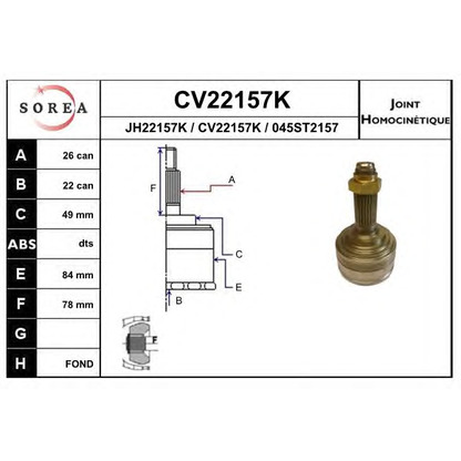 Photo Joint, drive shaft EAI CV22157K