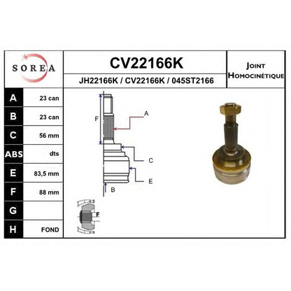 Foto Articulación, árbol de transmisión EAI CV22166K