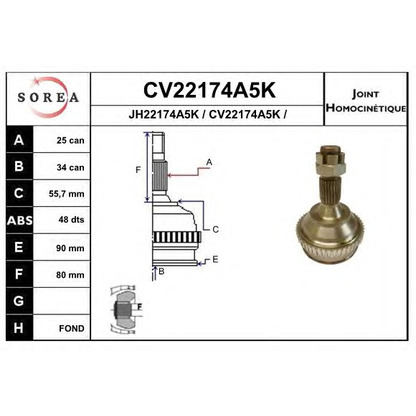 Photo Joint, drive shaft EAI CV22174A5K