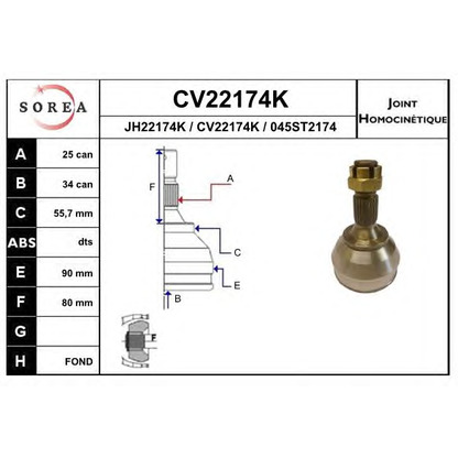 Foto Articulación, árbol de transmisión EAI CV22174K