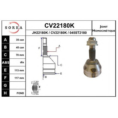 Foto Giunto, Semiasse EAI CV22180K