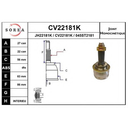 Photo Joint, arbre de commande EAI CV22181K