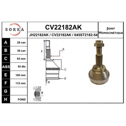 Foto Articulación, árbol de transmisión EAI CV22182AK