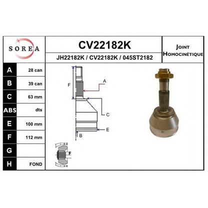 Foto Articulación, árbol de transmisión EAI CV22182K