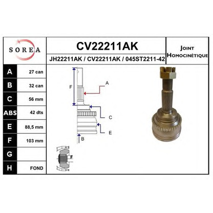 Foto Giunto, Semiasse EAI CV22211AK