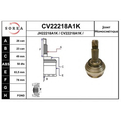 Photo Joint Kit, drive shaft EAI CV22218A1K