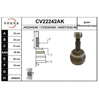 Photo Joint, arbre de commande EAI CV22242AK