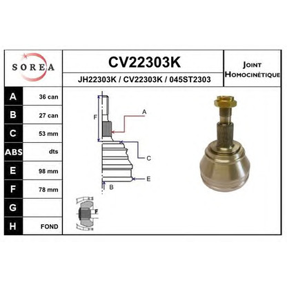 Foto Gelenksatz, Antriebswelle EAI CV22303K