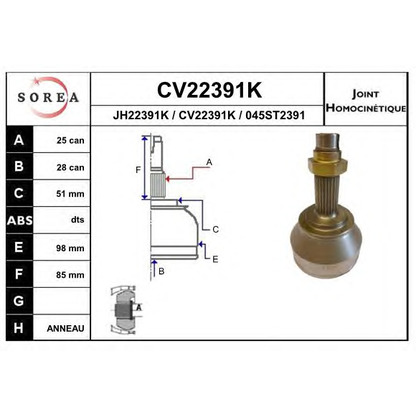 Photo Joint, drive shaft EAI CV22391K