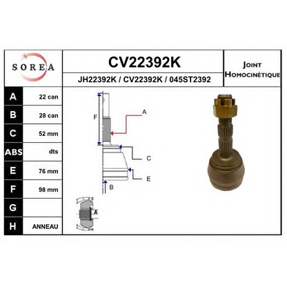 Foto Juego de articulación, árbol de transmisión EAI CV22392K