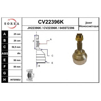 Photo Jeu de joints, arbre de transmission EAI CV22396K