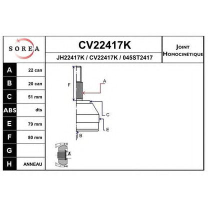 Foto Kit giunti, Semiasse EAI CV22417K