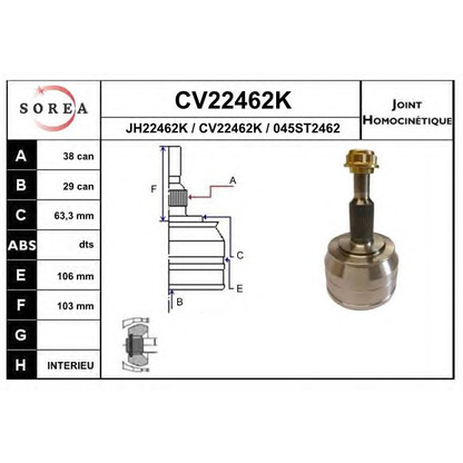 Photo Joint, drive shaft EAI CV22462K