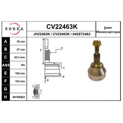 Photo Joint, drive shaft EAI CV22463K