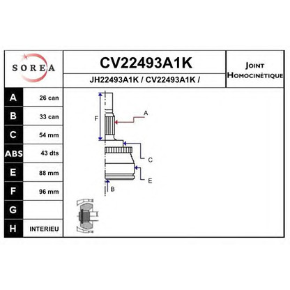 Photo Joint, drive shaft EAI CV22493A1K