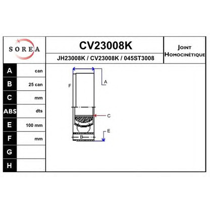 Photo Jeu de joints, arbre de transmission EAI CV23008K