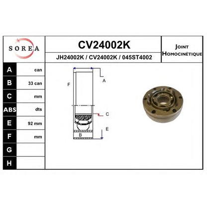 Foto Gelenksatz, Antriebswelle EAI CV24002K