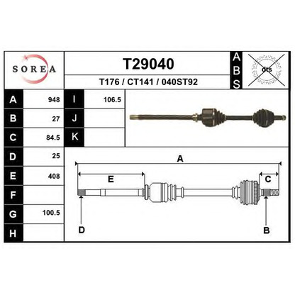 Photo Arbre de transmission EAI T29040