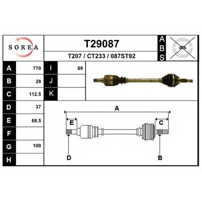 Foto Árbol de transmisión EAI T29087