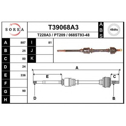 Zdjęcie Wał napędowy EAI T39068A3